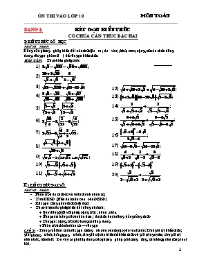 Tổng hợp các dạng toán thi vào Lớp 10